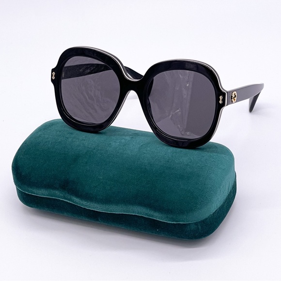 NEW GUCCI GG1240S 001 BLACK OVERSIZED ROUND WOMEN SUNGLASSES GUCCI - Picture 3 of 14